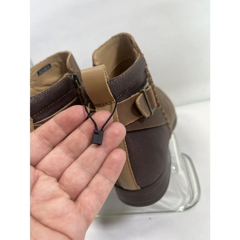 Spenco Brown Ankle Boots Dove Creek Zip Stitch Boho Prairie Womens size‎ 10